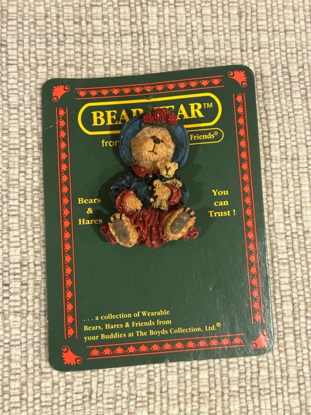 3 Vtg Boyds Bear Bearwear Resin Pins  Angel, Sunflower & Winter coat